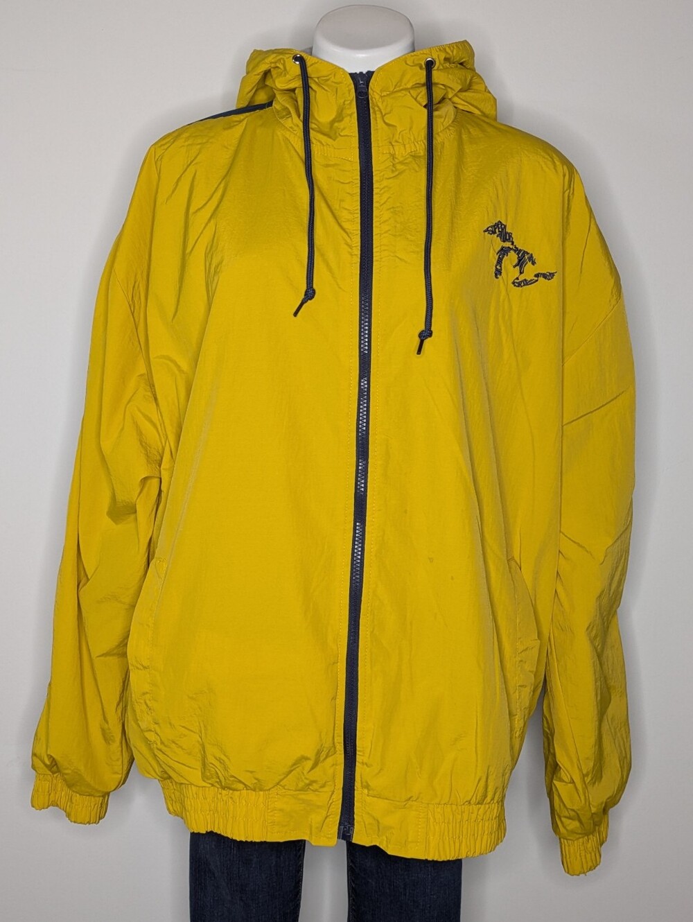 Momentum Yellow Blue Michigan Great Lakes Embroidered Zip Up Jacket XL